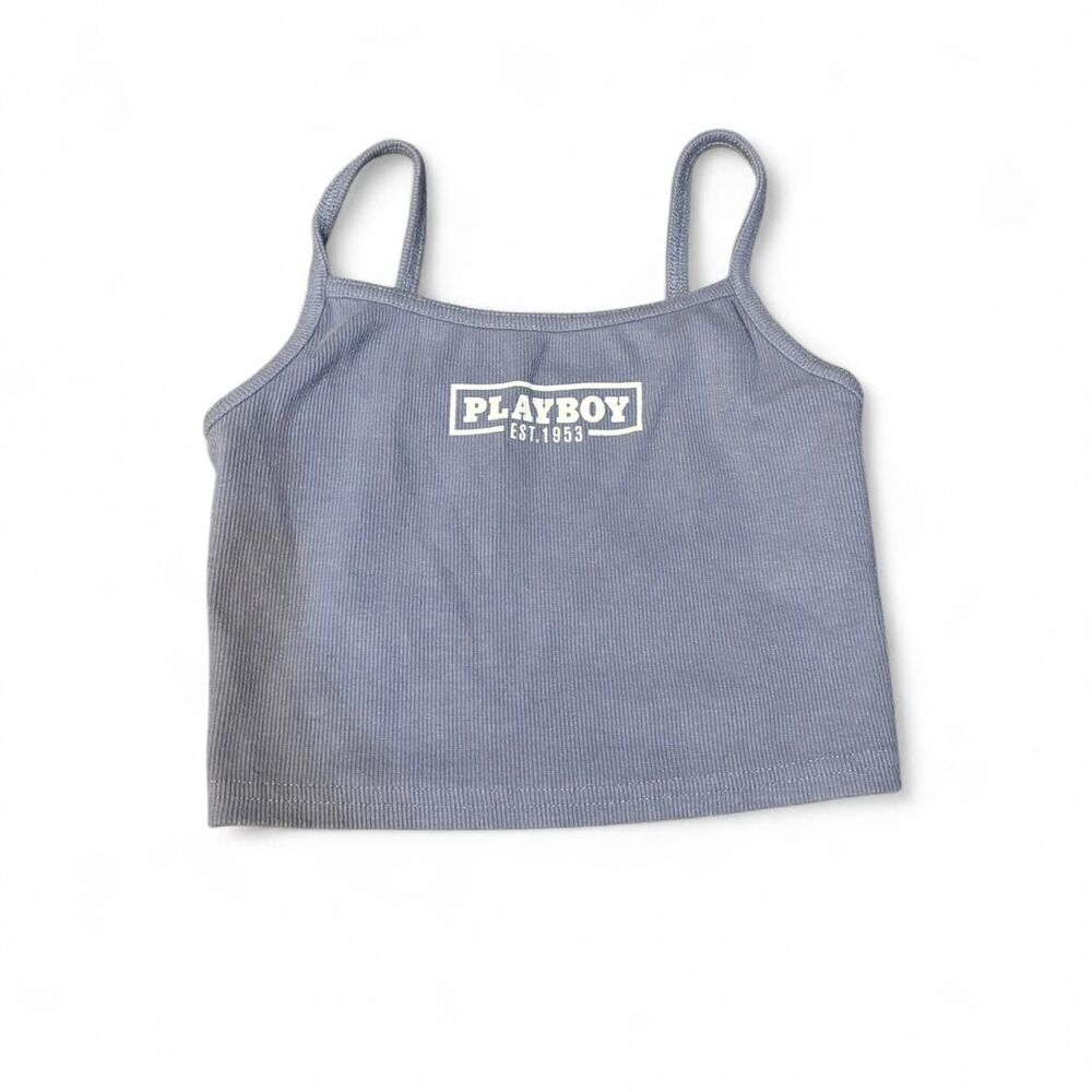 Y2k Playboy Women's Blue Crop-top